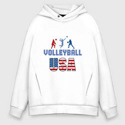 Толстовка оверсайз мужская USA - Volleyball, цвет: белый