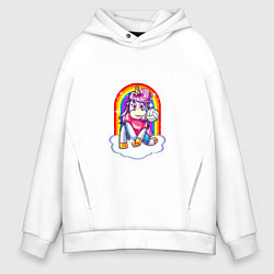 Толстовка оверсайз мужская Unicorn - Volleyball, цвет: белый