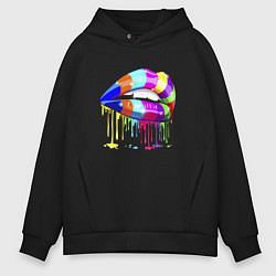 Толстовка оверсайз мужская Color lips Graffiti vanguard, цвет: черный