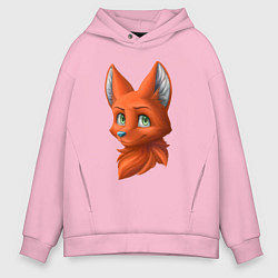 Толстовка оверсайз мужская Милая лисичка Cute fox, цвет: светло-розовый