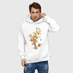 Толстовка оверсайз мужская Цветущая ветка Весна, цвет: белый — фото 2