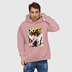 Толстовка оверсайз мужская Джорно Джованна из ДжоДжо, цвет: пыльно-розовый — фото 2