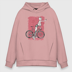 Толстовка оверсайз мужская Bike punk cats, цвет: пыльно-розовый
