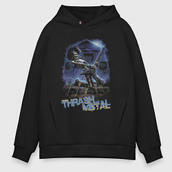 Толстовка оверсайз мужская Thrash metal Skeleton, цвет: черный