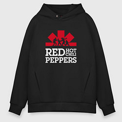 Толстовка оверсайз мужская RHCP Logo Red Hot Chili Peppers Logo, цвет: черный