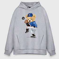 Толстовка оверсайз мужская МИШКА БЕЙСБОЛИСТ, цвет: меланж