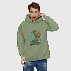 Толстовка оверсайз мужская Welcome - Russia, цвет: авокадо — фото 2
