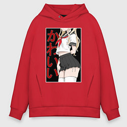 Толстовка оверсайз мужская Аниме девушка в юбке, цвет: красный