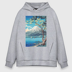 Толстовка оверсайз мужская Mount Fuji from Lake Yamanaka Гора Фудзи, цвет: меланж