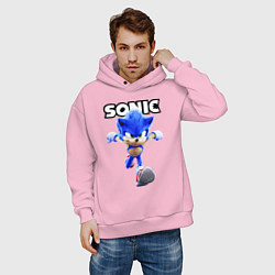 Толстовка оверсайз мужская Sonic the Hedgehog 2, цвет: светло-розовый — фото 2