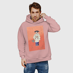Толстовка оверсайз мужская Actor in the No Play Hanagatami Актёр японского те, цвет: пыльно-розовый — фото 2