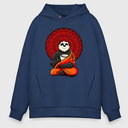 Толстовка оверсайз мужская Медитация панды Дзен, цвет: тёмно-синий