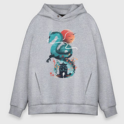 Толстовка оверсайз мужская История Тихоро и Хаку, цвет: меланж