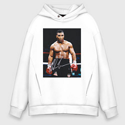 Толстовка оверсайз мужская Майк Тайсон Фото с авторгафом Mike Tyson, цвет: белый