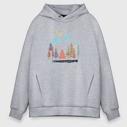 Толстовка оверсайз мужская Отдых в лесу, цвет: меланж