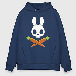Толстовка оверсайз мужская Череп кролика с двумя морковками, цвет: тёмно-синий
