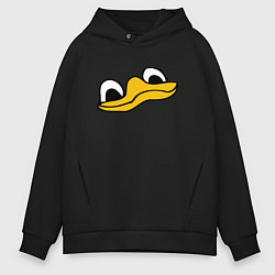 Толстовка оверсайз мужская Утиная моська duck face, цвет: черный