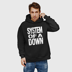 Толстовка оверсайз мужская System of a Down логотип, цвет: черный — фото 2