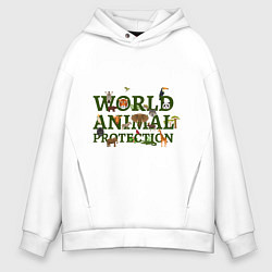 Толстовка оверсайз мужская WORLD ANIMAL PROTECTION, цвет: белый