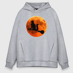 Толстовка оверсайз мужская Halloween Cat, цвет: меланж