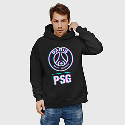 Толстовка оверсайз мужская PSG FC в стиле Glitch, цвет: черный — фото 2