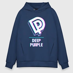 Толстовка оверсайз мужская Deep Purple Glitch Rock, цвет: тёмно-синий