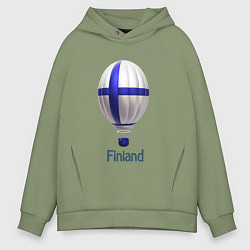 Толстовка оверсайз мужская 3d aerostat Finland flag, цвет: авокадо