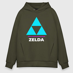 Толстовка оверсайз мужская Символ Zelda в неоновых цветах, цвет: хаки
