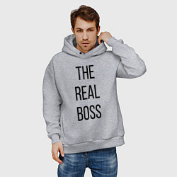 Толстовка оверсайз мужская The real boss!, цвет: меланж — фото 2