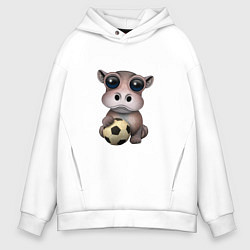 Толстовка оверсайз мужская Футбол - Бегемот, цвет: белый