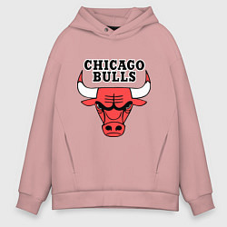 Толстовка оверсайз мужская Chicago Bulls, цвет: пыльно-розовый