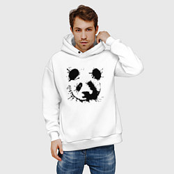 Толстовка оверсайз мужская Прикольный панда - клякса, цвет: белый — фото 2