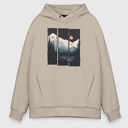 Толстовка оверсайз мужская Бездорожье Сибирь, цвет: миндальный