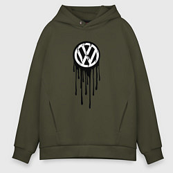 Толстовка оверсайз мужская Volkswagen - art logo, цвет: хаки