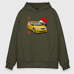 Толстовка оверсайз мужская Honda Civic 5d Type-r, цвет: хаки