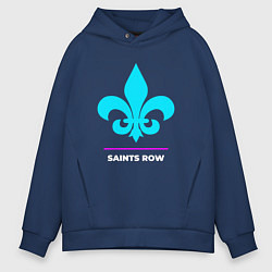 Толстовка оверсайз мужская Символ Saints Row в неоновых цветах, цвет: тёмно-синий