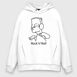 Толстовка оверсайз мужская Bart Simpson - Rock n Roll, цвет: белый