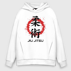 Толстовка оверсайз мужская Jiu jitsu red splashes logo, цвет: белый