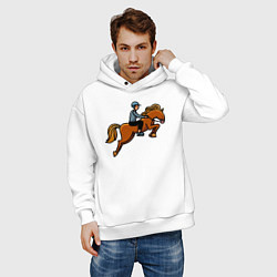 Толстовка оверсайз мужская Наездник на лошади, цвет: белый — фото 2