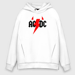 Толстовка оверсайз мужская AC DC - рога, цвет: белый