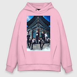 Толстовка оверсайз мужская Stray Kids Thunderous, цвет: светло-розовый
