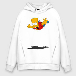 Толстовка оверсайз мужская Барт Симпсон - падение, цвет: белый