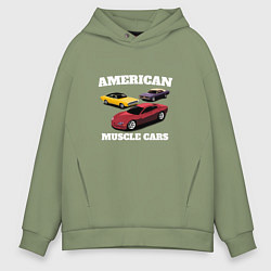 Толстовка оверсайз мужская Dodge American Muscle Car, цвет: авокадо