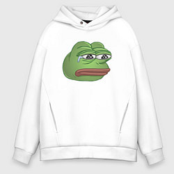 Толстовка оверсайз мужская Sad Pepe art, цвет: белый