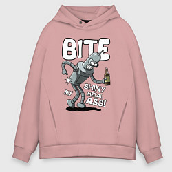 Толстовка оверсайз мужская Bender - Bite my ass, цвет: пыльно-розовый