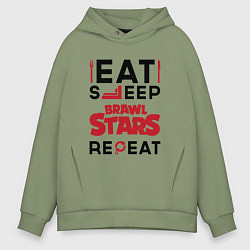 Толстовка оверсайз мужская Надпись: eat sleep Brawl Stars repeat, цвет: авокадо