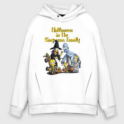Толстовка оверсайз мужская Halloween in the Simpsons Family, цвет: белый