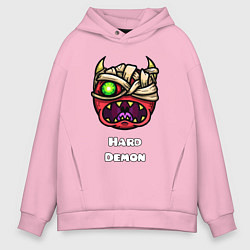 Толстовка оверсайз мужская Geometry Dash hard demon, цвет: светло-розовый