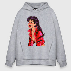Толстовка оверсайз мужская Мисато Кацураги ahegao, цвет: меланж