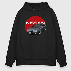 Толстовка оверсайз мужская Nissan B-14, цвет: черный